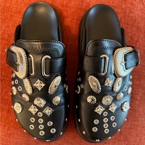 SHEIN Black Mules with Silver Accents